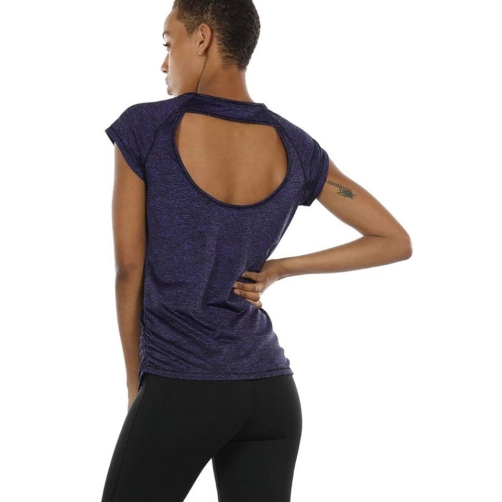 Open Back Workout Moisture-Wicking Short Sleeve